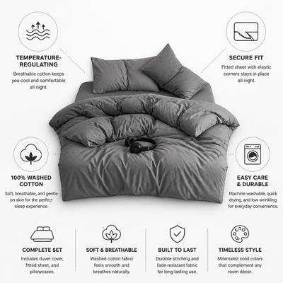 Student Bedding Set Washed Cotton Breathable Temperature-Regulating