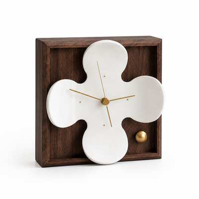 Table Clock Black Walnut Silent Quartz