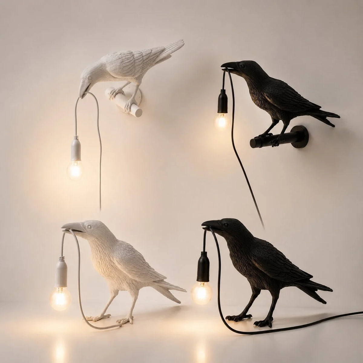 Table Lamp Resin Raven E27 Socket Warm Glow