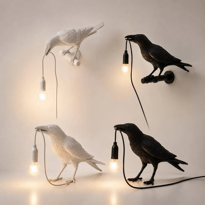 Table Lamp Resin Raven E27 Socket Warm Glow