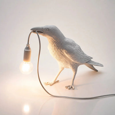 Table Lamp Resin Raven E27 Socket Warm Glow