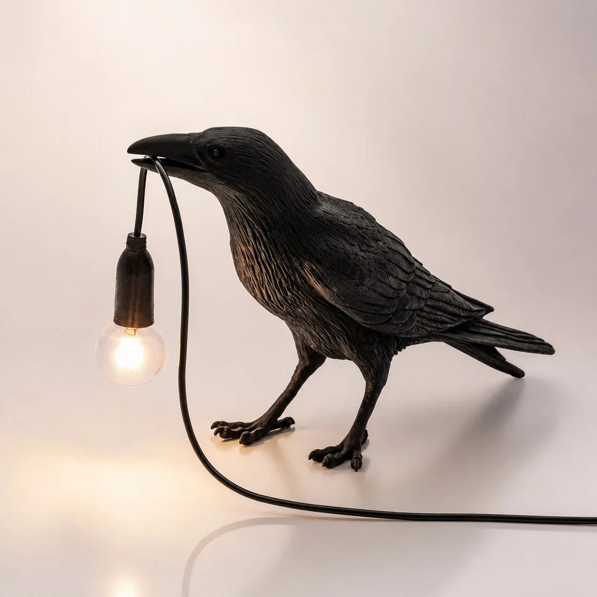 Table Lamp Resin Raven E27 Socket Warm Glow