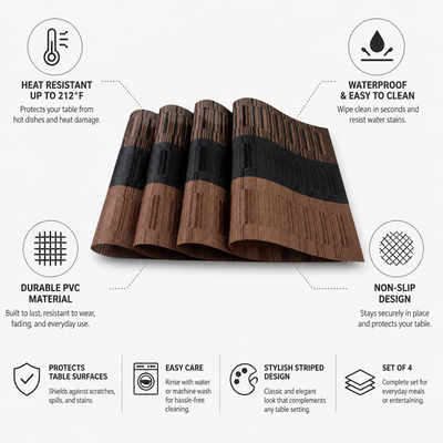 Table Placemats Heat-Resistant Waterproof Set of 4