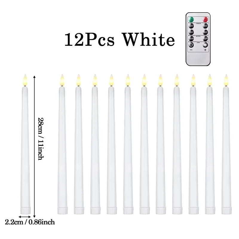 Taper Candles Realistic Flicker Battery Operated Set of 12