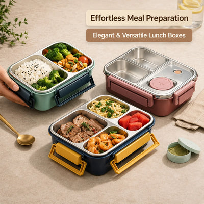 Thermal Food Container Insulated Multi-Compartment Stainless Steel Leak-Proof
