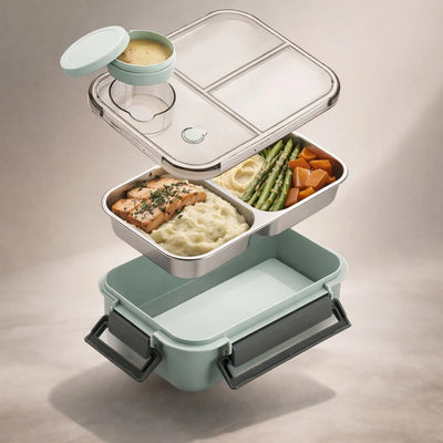 Thermal Food Container Insulated Multi-Compartment Stainless Steel Leak-Proof