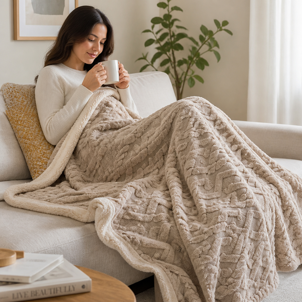 Throw Blanket Hypoallergenic Breathable Machine Washable & Quick-Drying
