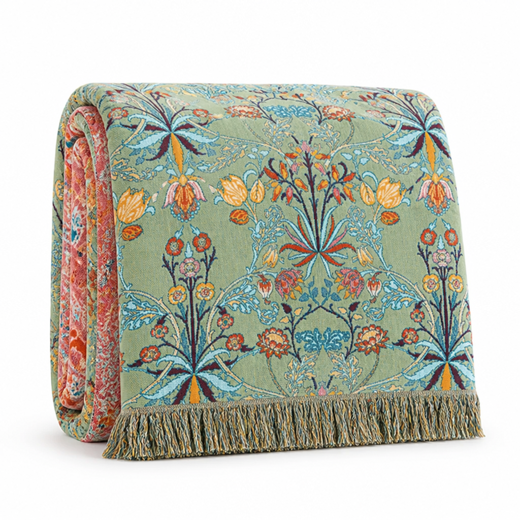 Throw Blanket Oversized Reversible Cotton Jacquard Tassels