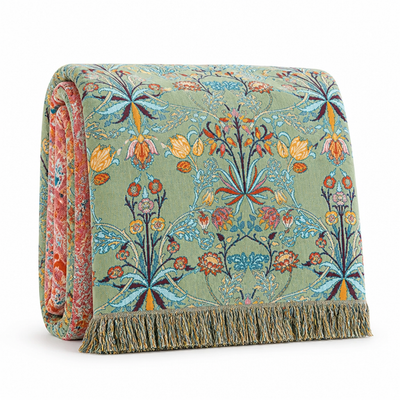Throw Blanket Oversized Reversible Cotton Jacquard Tassels