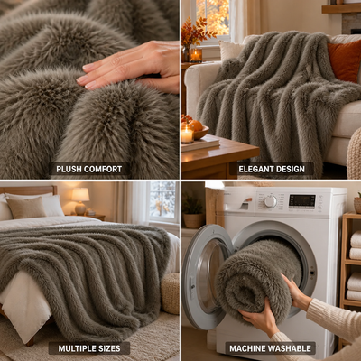 Throw Blanket Plush Faux Fur Machine Washable
