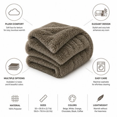 Throw Blanket Plush Faux Fur Machine Washable