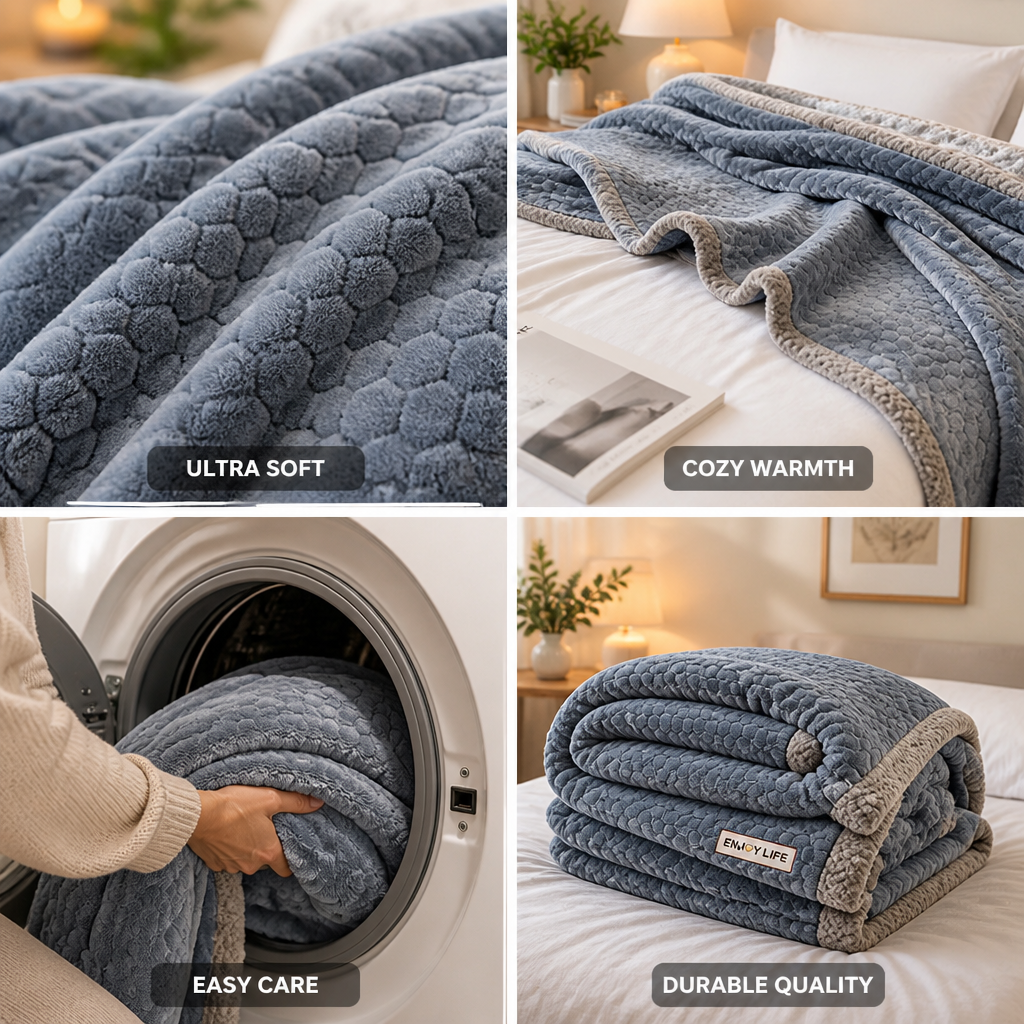 Throw Blanket Plush Milk Velvet Textured Jacquard