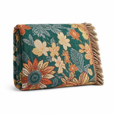 Throw Blanket Pure Cotton Lightweight & Breathable Tassel Edges