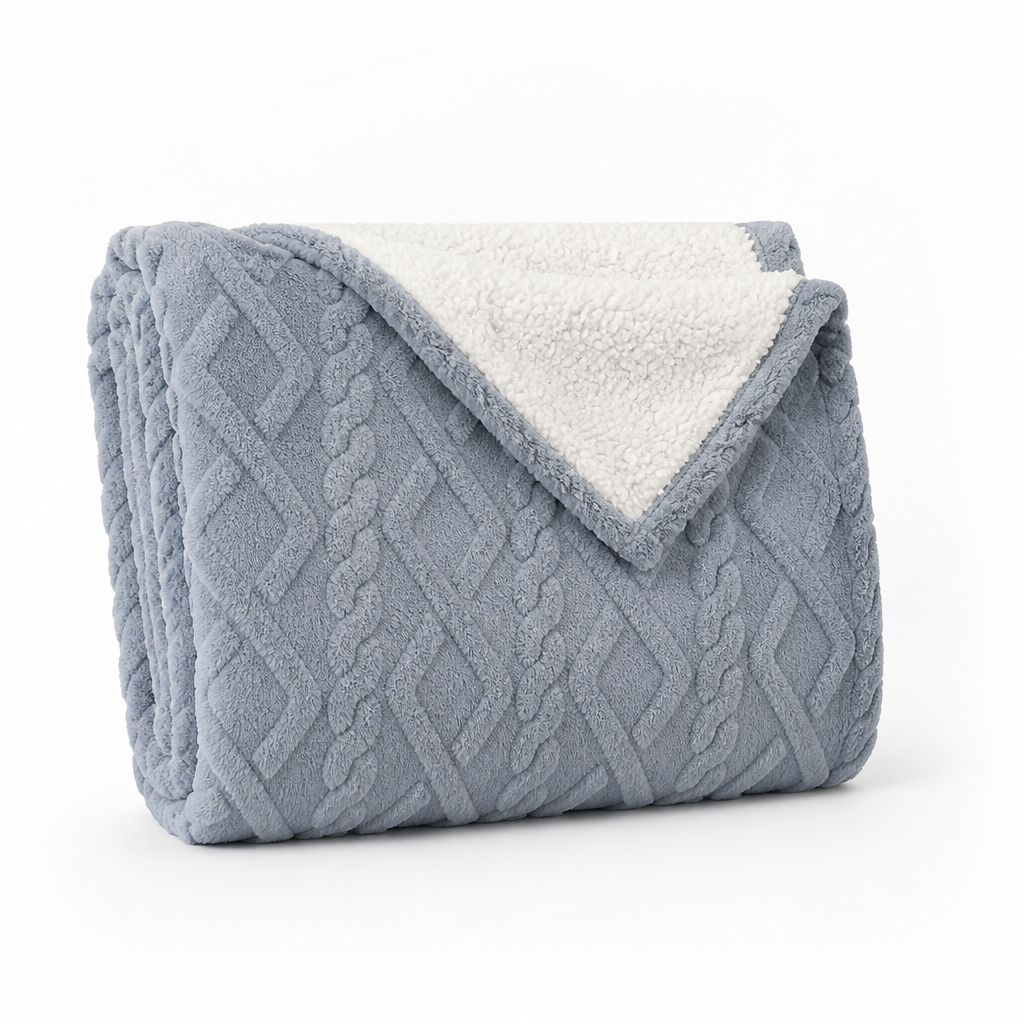 Throw Blanket Reversible Thickened Flannel & Faux Lambswool