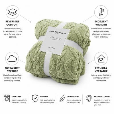 Throw Blanket Reversible Thickened Flannel & Faux Lambswool