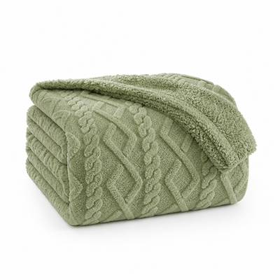 Throw Blanket Reversible Thickened Flannel & Faux Lambswool