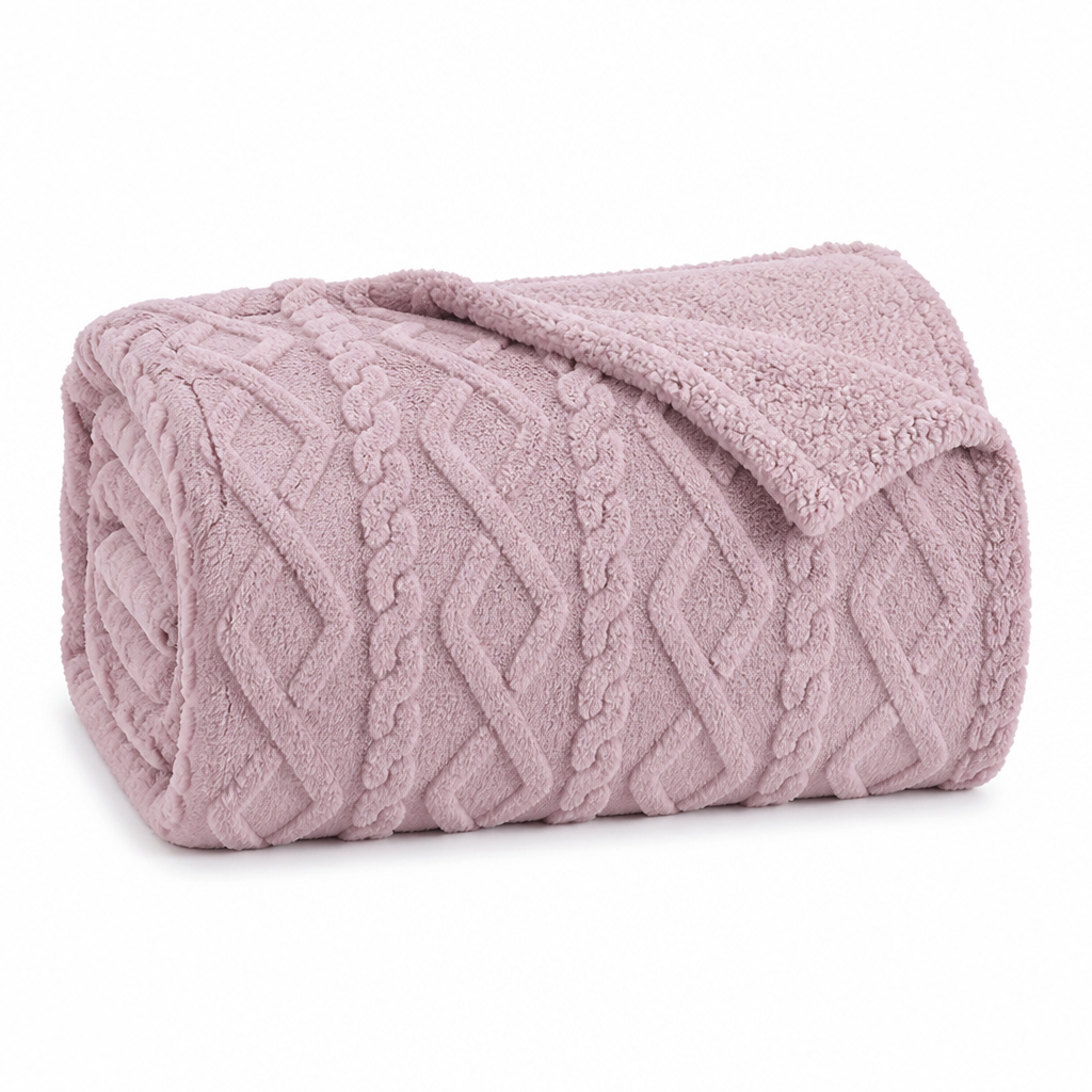 Throw Blanket Reversible Thickened Flannel & Faux Lambswool