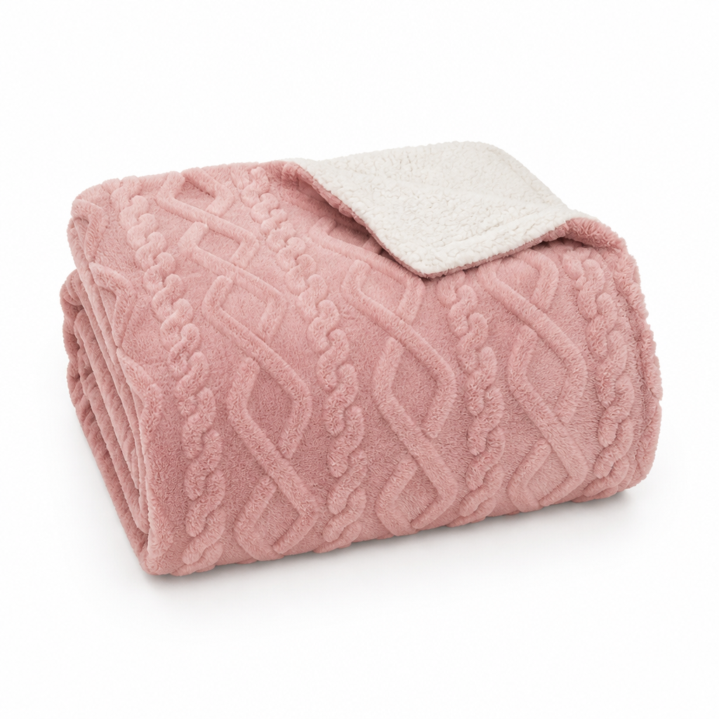 Throw Blanket Reversible Thickened Flannel & Faux Lambswool