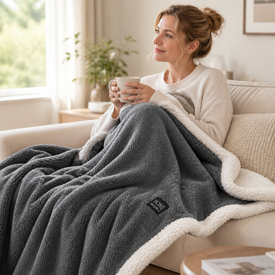 Throw Blanket Sherpa Double-Layer Machine Washable