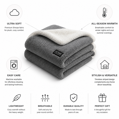 Throw Blanket Sherpa Double-Layer Machine Washable