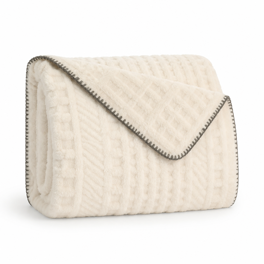Throw Blanket Textured Plush Machine Washable