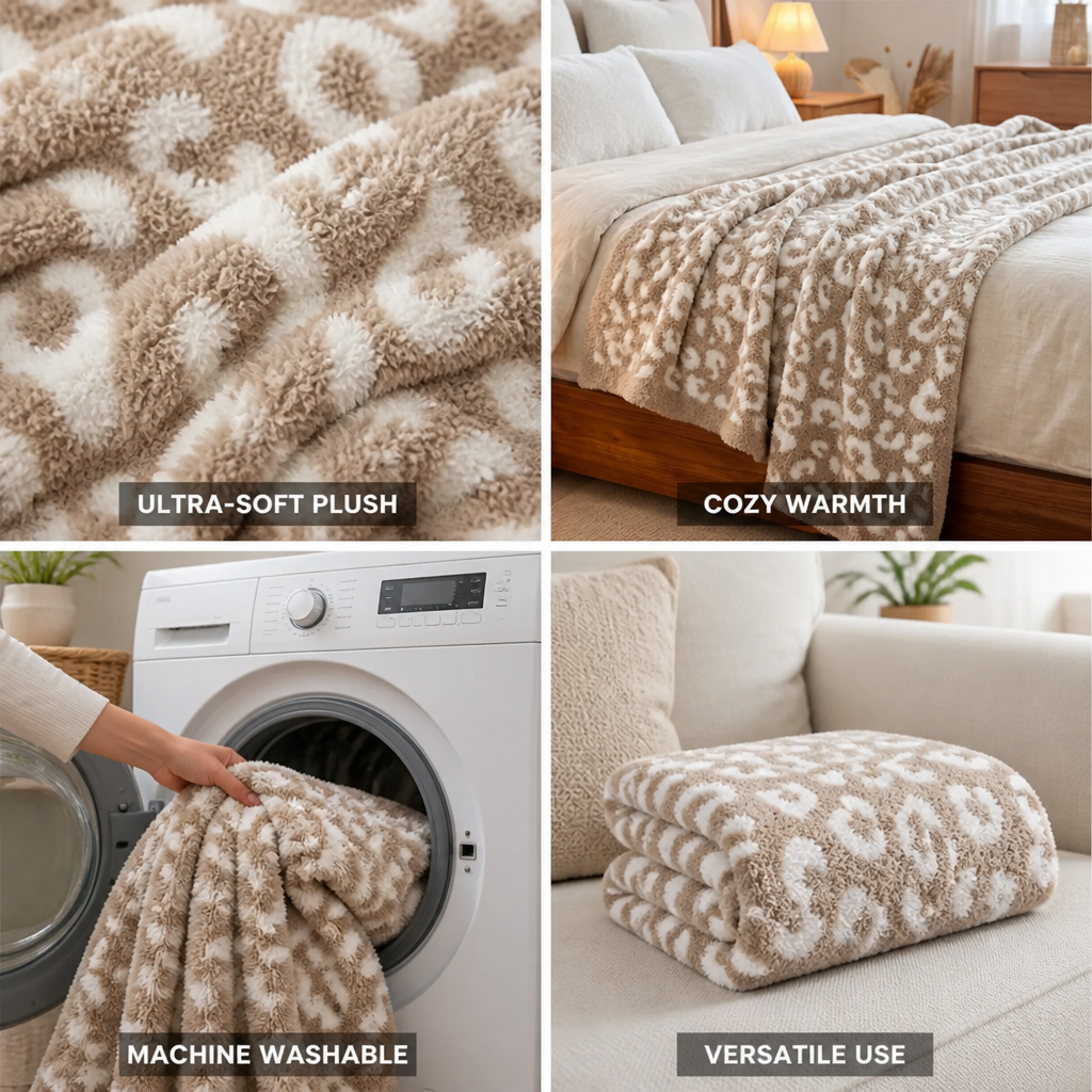 Throw Blanket Ultra-Soft Plush Machine Washable 127x152cm