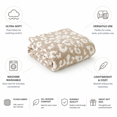 Throw Blanket Ultra-Soft Plush Machine Washable 127x152cm