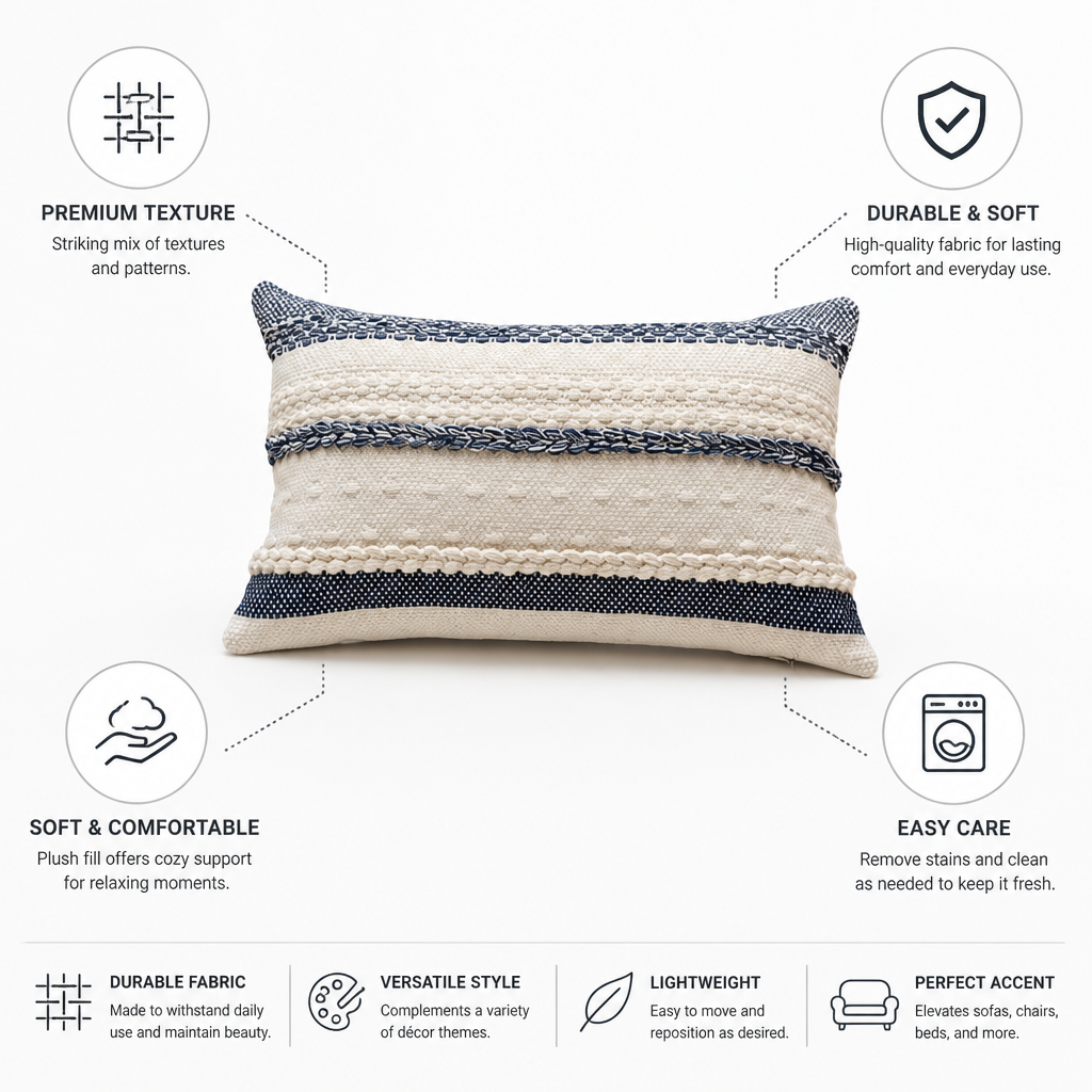Throw Pillow Striped & Textured 45 cm