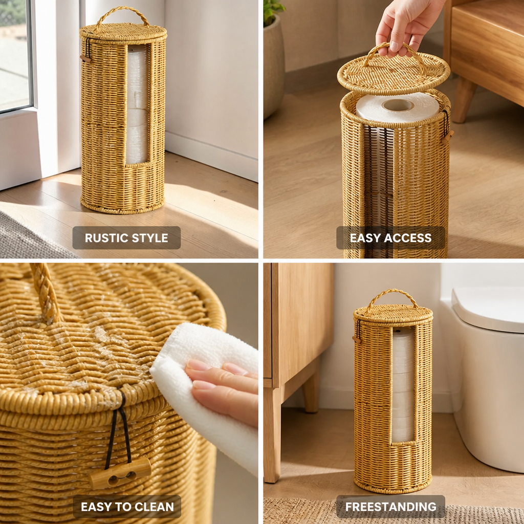 Toilet Paper Holder Freestanding Braided Rope