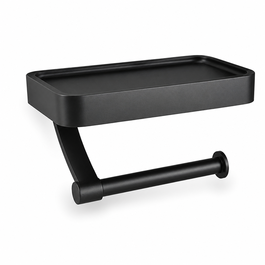 Toilet Paper Holder Wall-Mounted Brushed Stainless Shelf