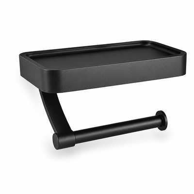 Toilet Paper Holder Wall-Mounted Brushed Stainless Shelf