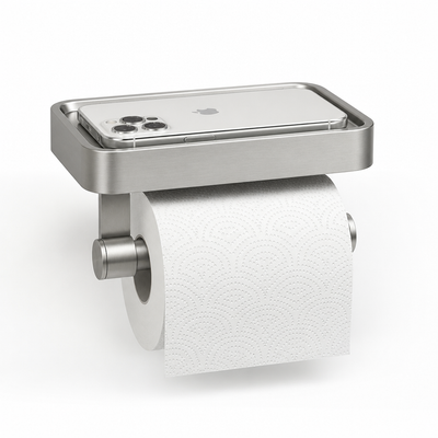 Toilet Paper Holder Wall-Mounted Brushed Stainless Shelf