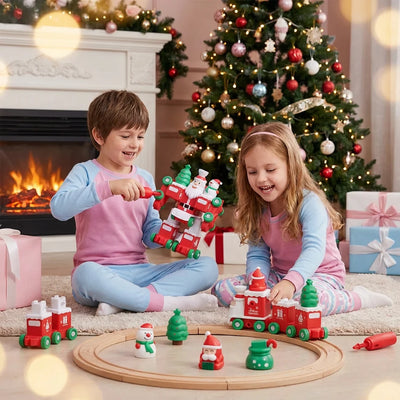 Transforming Train Toy Tool-Free 2-in-1 Glowing Lights & Glitter