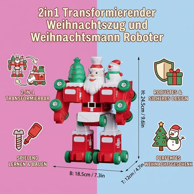 Transforming Train Toy Tool-Free 2-in-1 Glowing Lights & Glitter