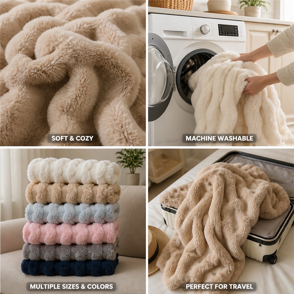 Travel Blanket Soft Tuscan Faux Fur Machine Washable