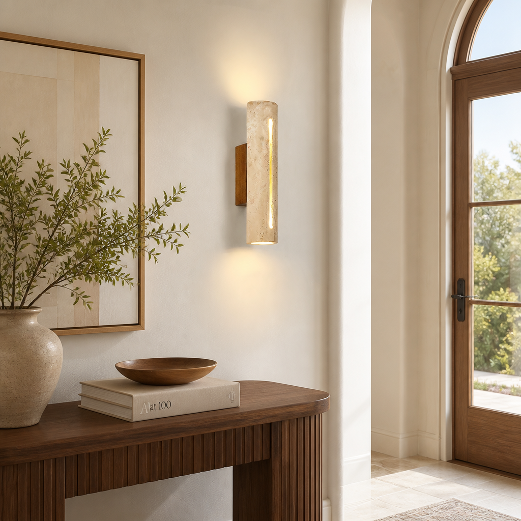 Travertine Wood LED Up-Down Wall Sconce