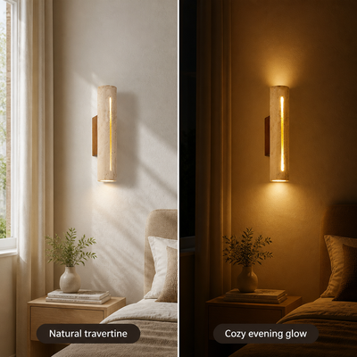 Travertine Wood LED Up-Down Wall Sconce