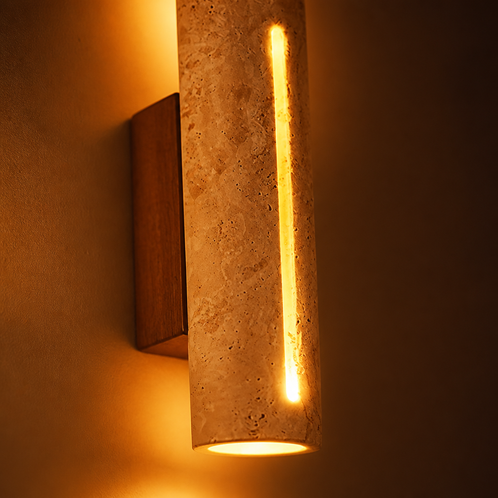 Travertine Wood LED Up-Down Wall Sconce