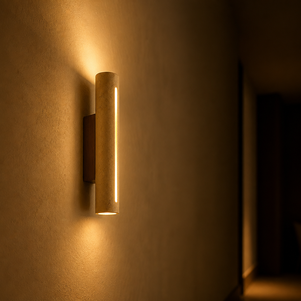 Travertine Wood LED Up-Down Wall Sconce