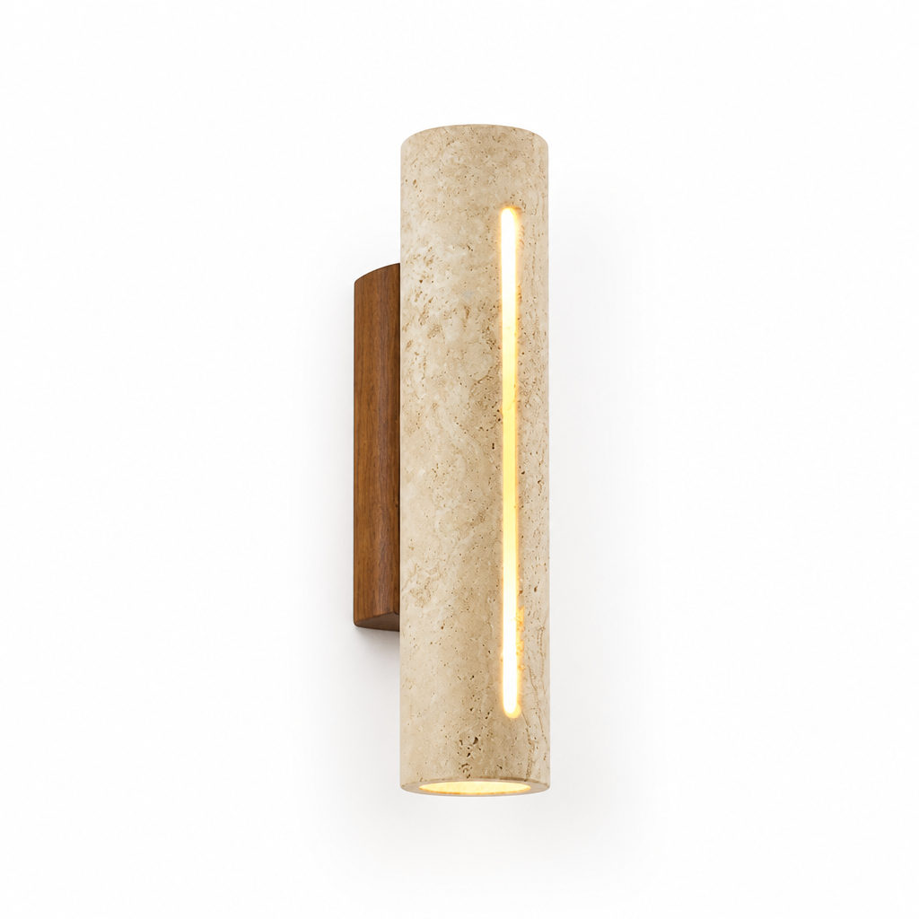 Travertine Wood LED Up-Down Wall Sconce