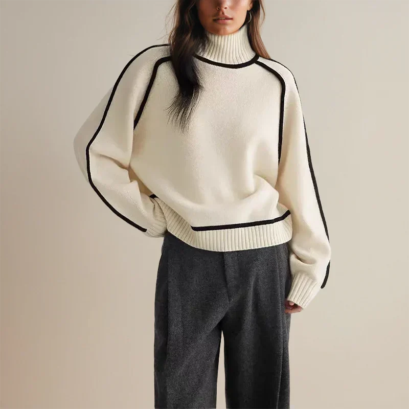 Turtleneck Sweater Oversized High Collar Soft Breathable