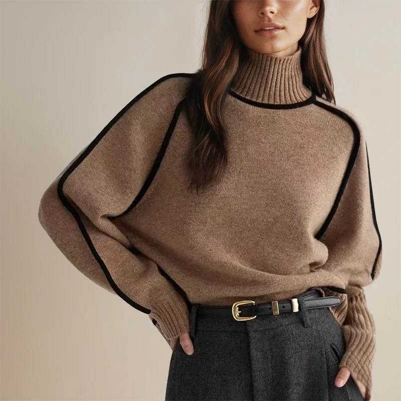 Turtleneck Sweater Oversized High Collar Soft Breathable