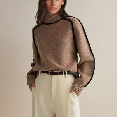 Turtleneck Sweater Oversized High Collar Soft Breathable Blend