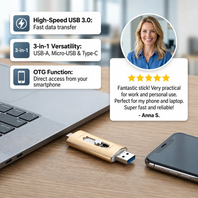 USB Flash Drive 3.0 & Type-C With OTG Adapter