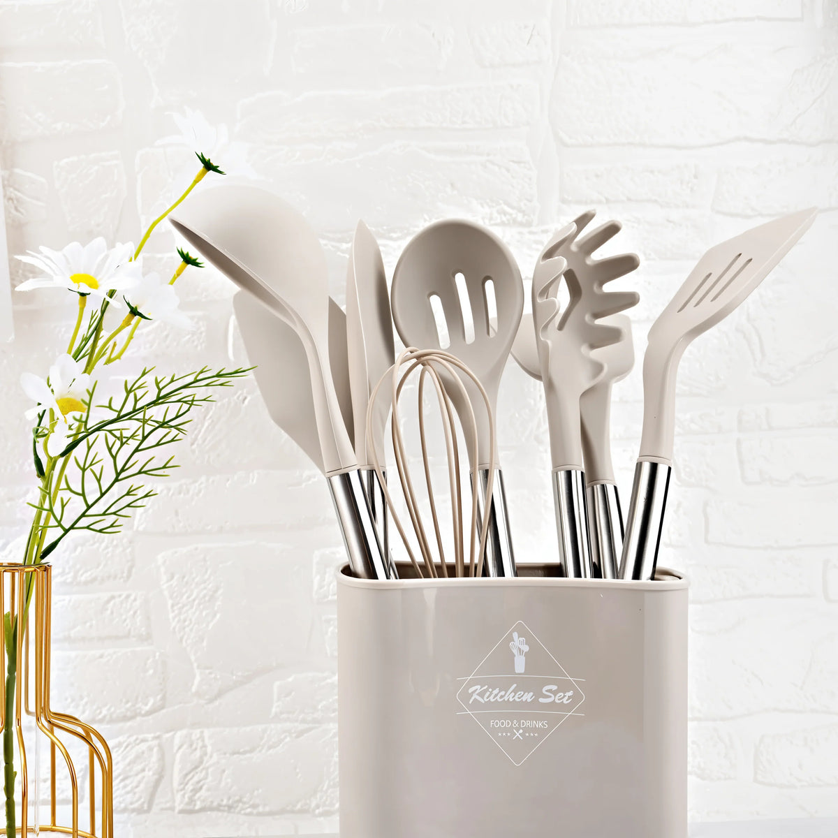 Utensil Set Silicone Heads & Stainless Steel Handles