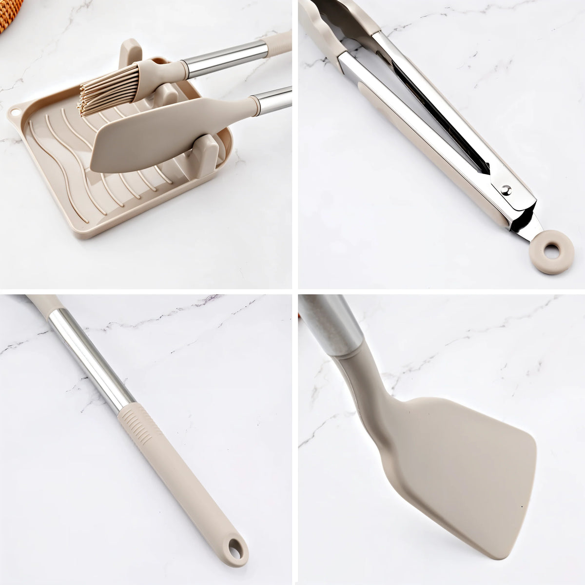 Utensil Set Silicone Heads & Stainless Steel Handles