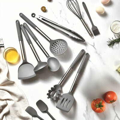 Utensil Set Silicone Heads & Stainless Steel Handles