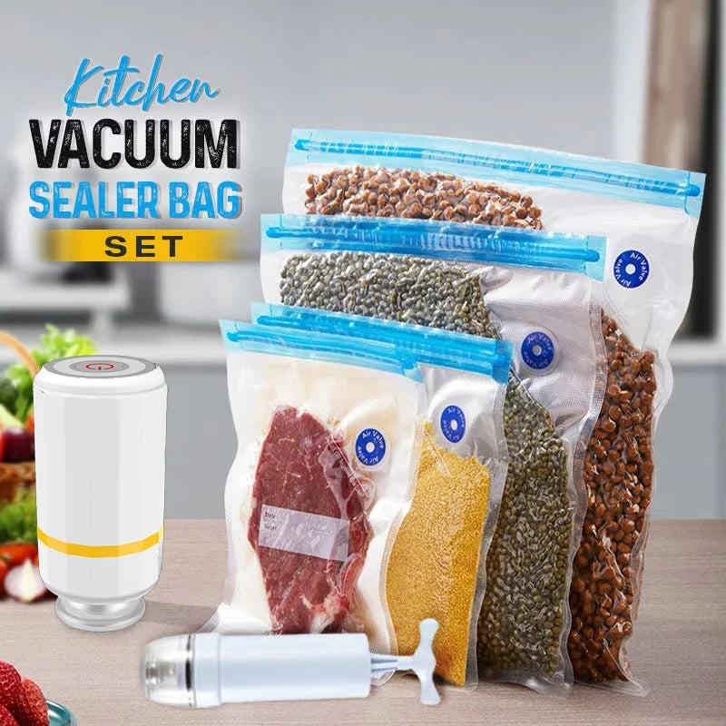 Vacuum Bag Set Reusable Food-Safe Rechargeable Pump