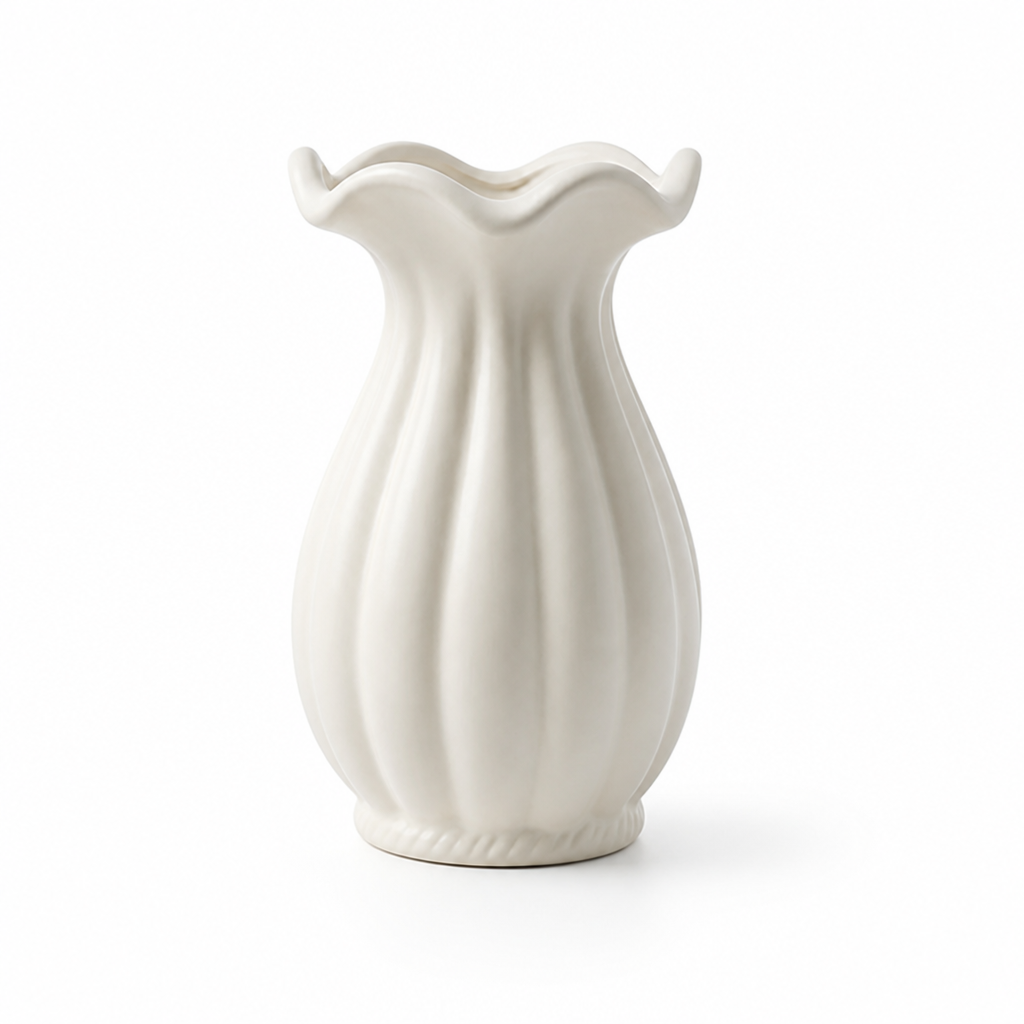 Vase Pleated Sculptural Matte Ceramic