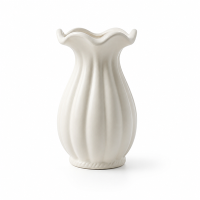 Vase Pleated Sculptural Matte Ceramic